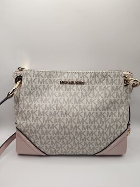 Michael Kors Nicole LG Triple Compartment Crossbody Vanilla Blush NWT